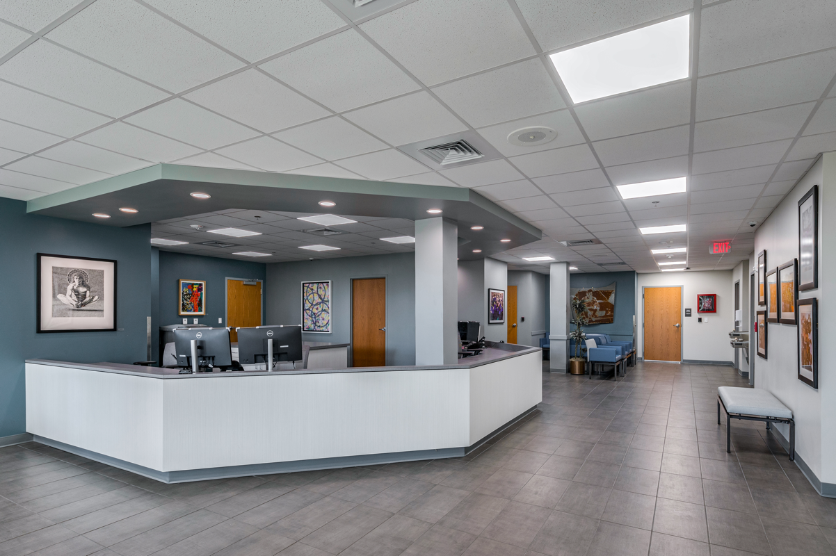 Open Area Reception Desks on each floor